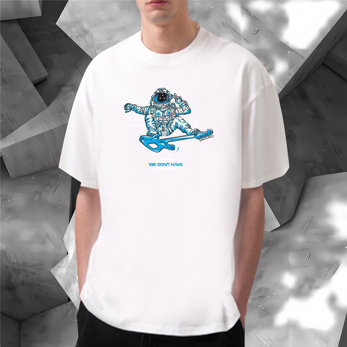 Mens T Shirts 100% Cotton 230g cosmonaut Casual Beach Breathable Crew Neck Anime Print Tshirts Custom Cool Clothings