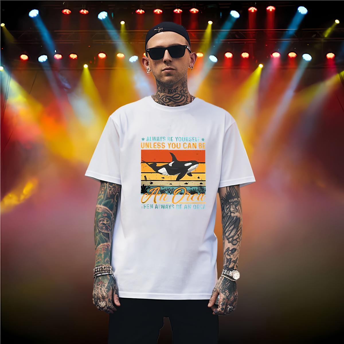 T-Shirts for Men 230g 100% Cotton dolphin Street Wear Breathable Crew Neck Customized Tshirts 2024 Summer Soft Tee Shirt