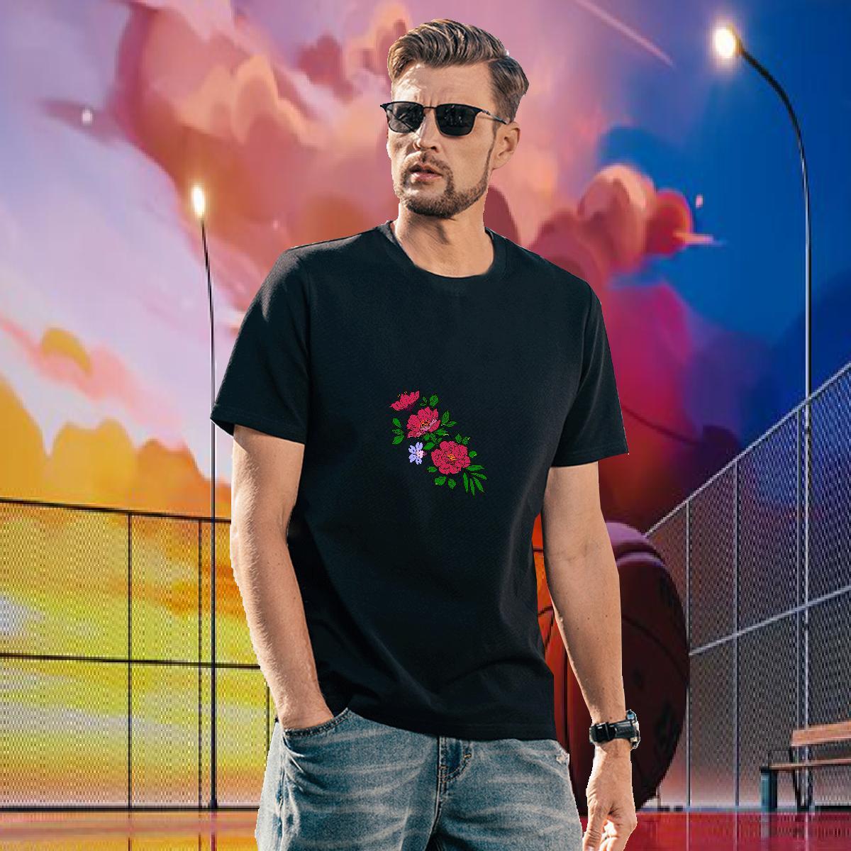 2024 Summer T-Shirts 230g Cotton painting High Street Hip Hop Tees Round Neck Short Sleeve Comfortable Mens Tshirts Custom Printing