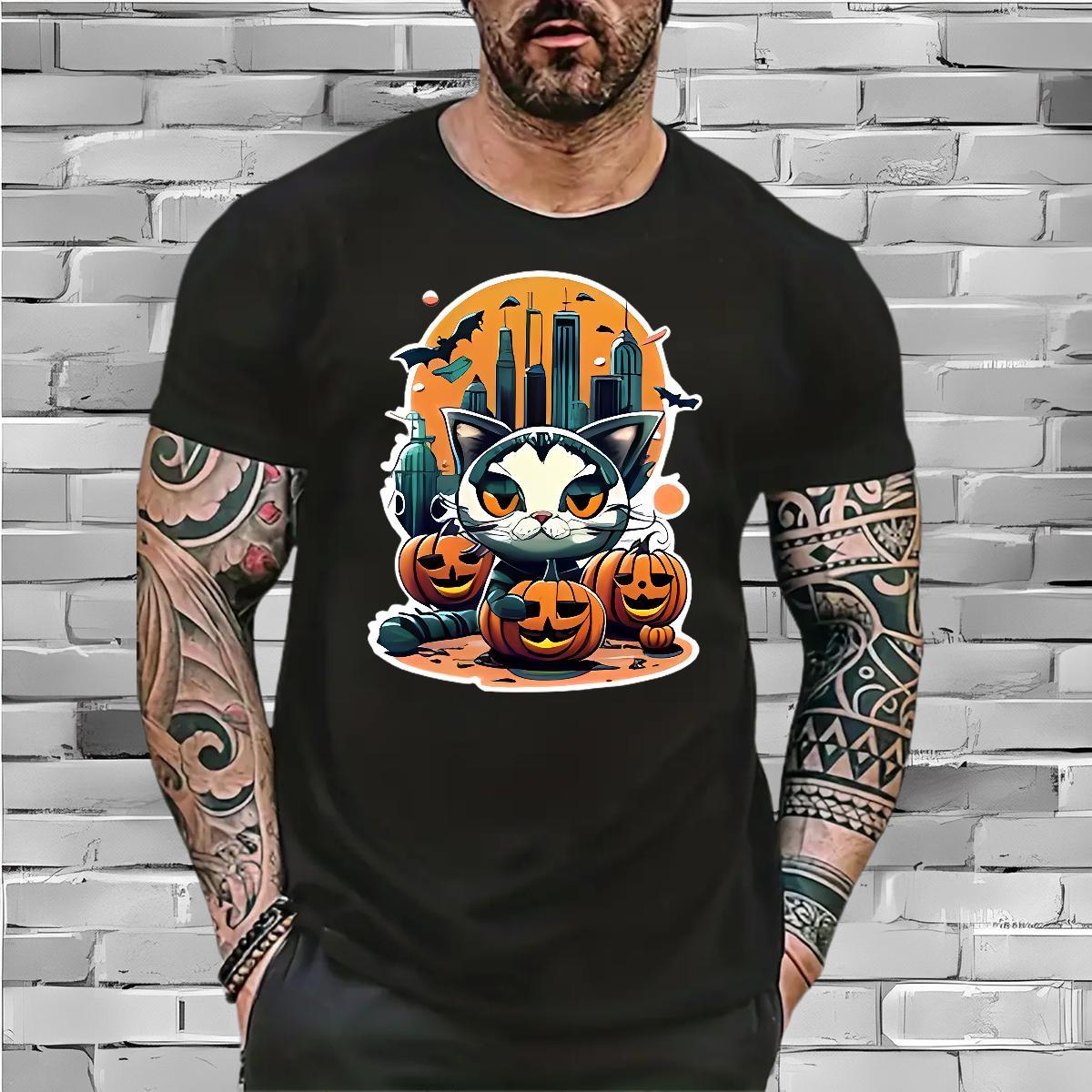 New T shirt 100% Cotton 230g halloween Hip Hop Street Tops Tees Pure Cotton Loose Tshirt for Man Woman Customized