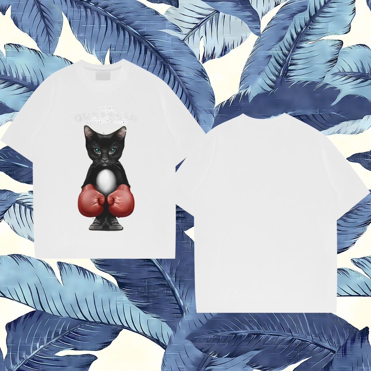 Designer Fashion Mens T Shirts 230g 100% Cotton cat Street Wear Clothings Breathable Free Shipping Men Tops Tees Skull