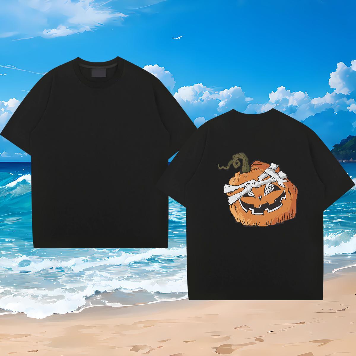 New Arrival Man T Shirts 230g Pure Cotton pumpkin Sports Casual Tshirts O Neck Short Sleeves Cool Men Tees Skull