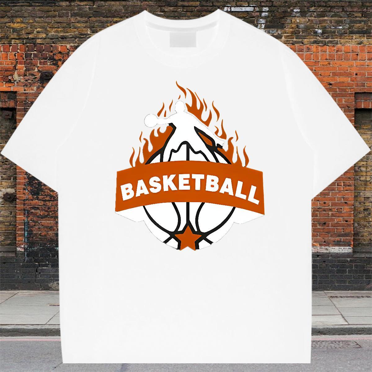 Brand Men Tshirts 230g Pure Cotton Sport basketball Plus Size Cartoon Breathable Short Sleeve DIY Mens T Shirts Polos