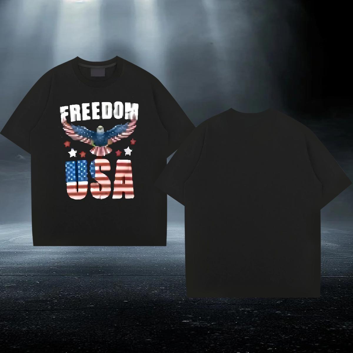 Loose Fit Men Tops Tees 230g Pure Cotton High Street Hip Hop USA DIY Anime Breathable Crew Neck Fashion Men T Shirts Polos