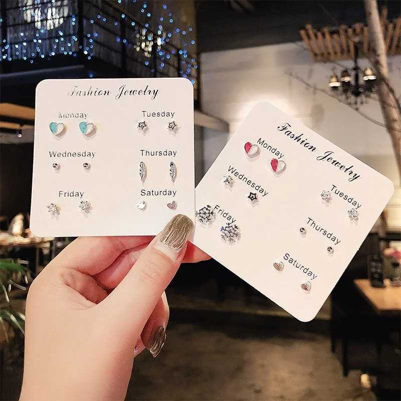 Korean Weekly Set of Stud Earrings for Women Simple Cute Exquisite Mini Earrings Jewelry Gifts Wholesale Direct Sales W240803