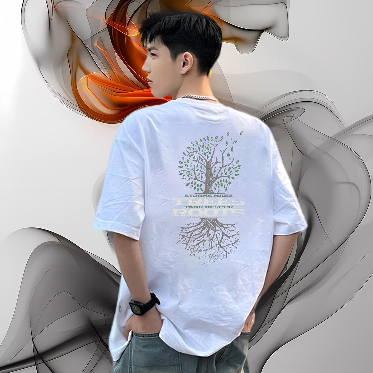 Wholesale T shirt 230g 100% Cotton tree Street Wear Crew Neck Unisex Couples T Shirts Custom Printing