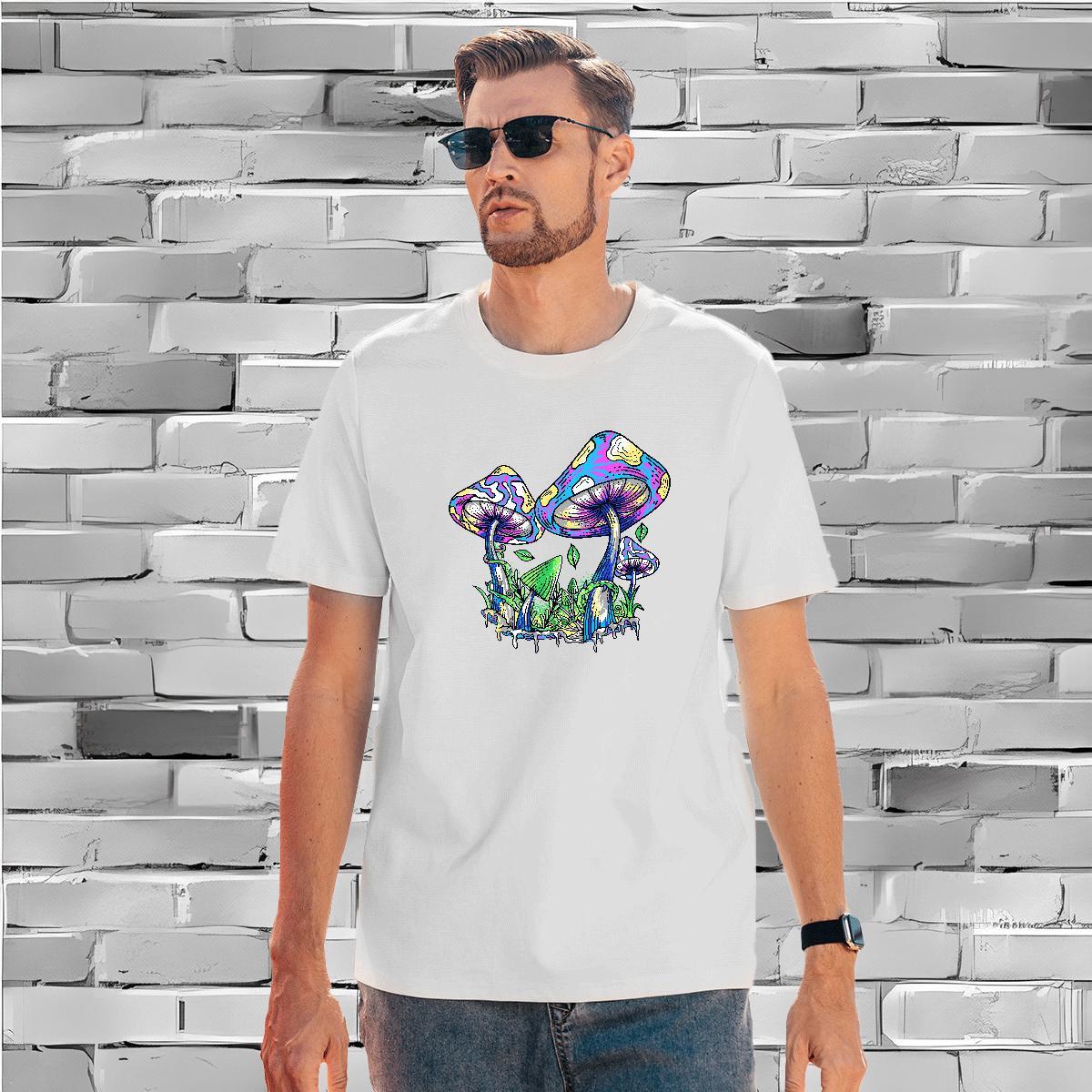 New Arrival T Shirt For Man 230g 100% Cotton mushroom Casual Daily Wear Tops Shirt Breathable Short Sleeve Cool Design Men Clothes T-Shirt Graphic
