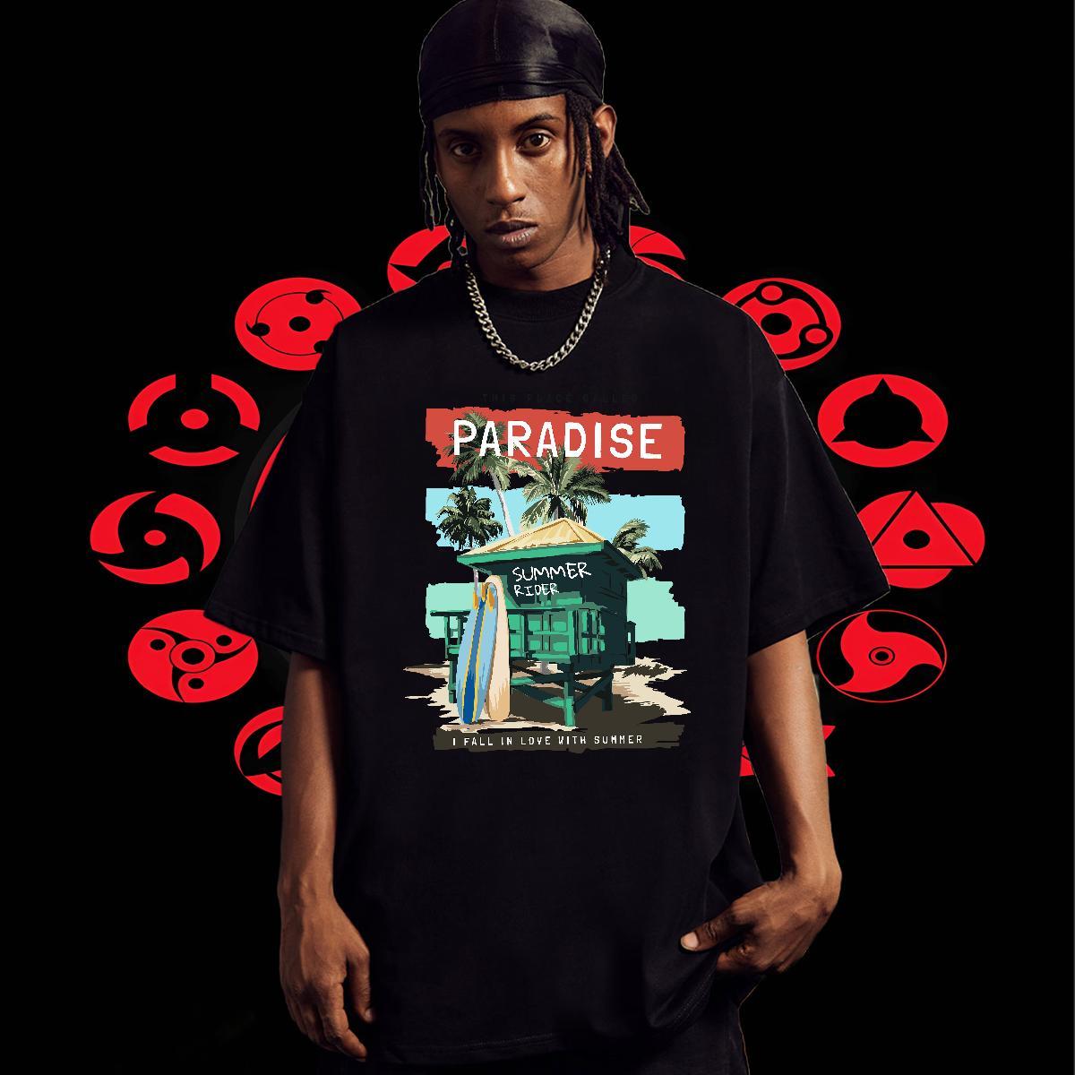 Comfortable Mens Tshirts 230g Cotton Spring Summer letter Black Oversized Breathable Short Sleeve New Men T Shirts Tops