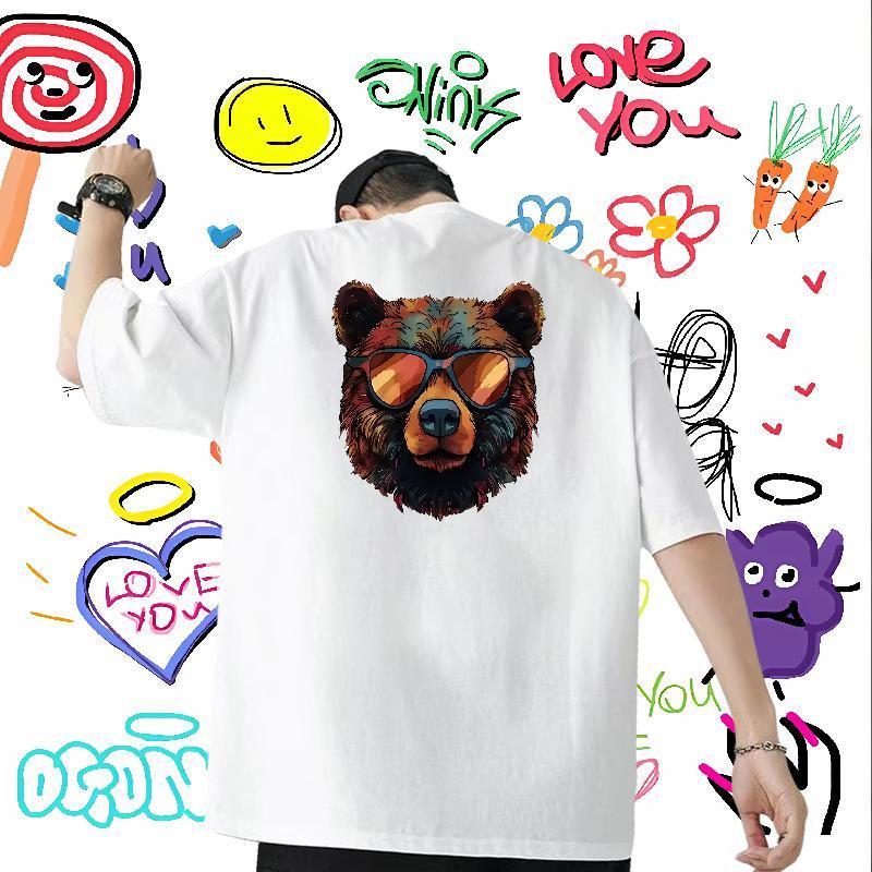 Designer Man T Shirts 230g 100% Cotton bear Daily Wear Tops Breathable Short Sleeve Classic Couples T Shirts Custom Printing