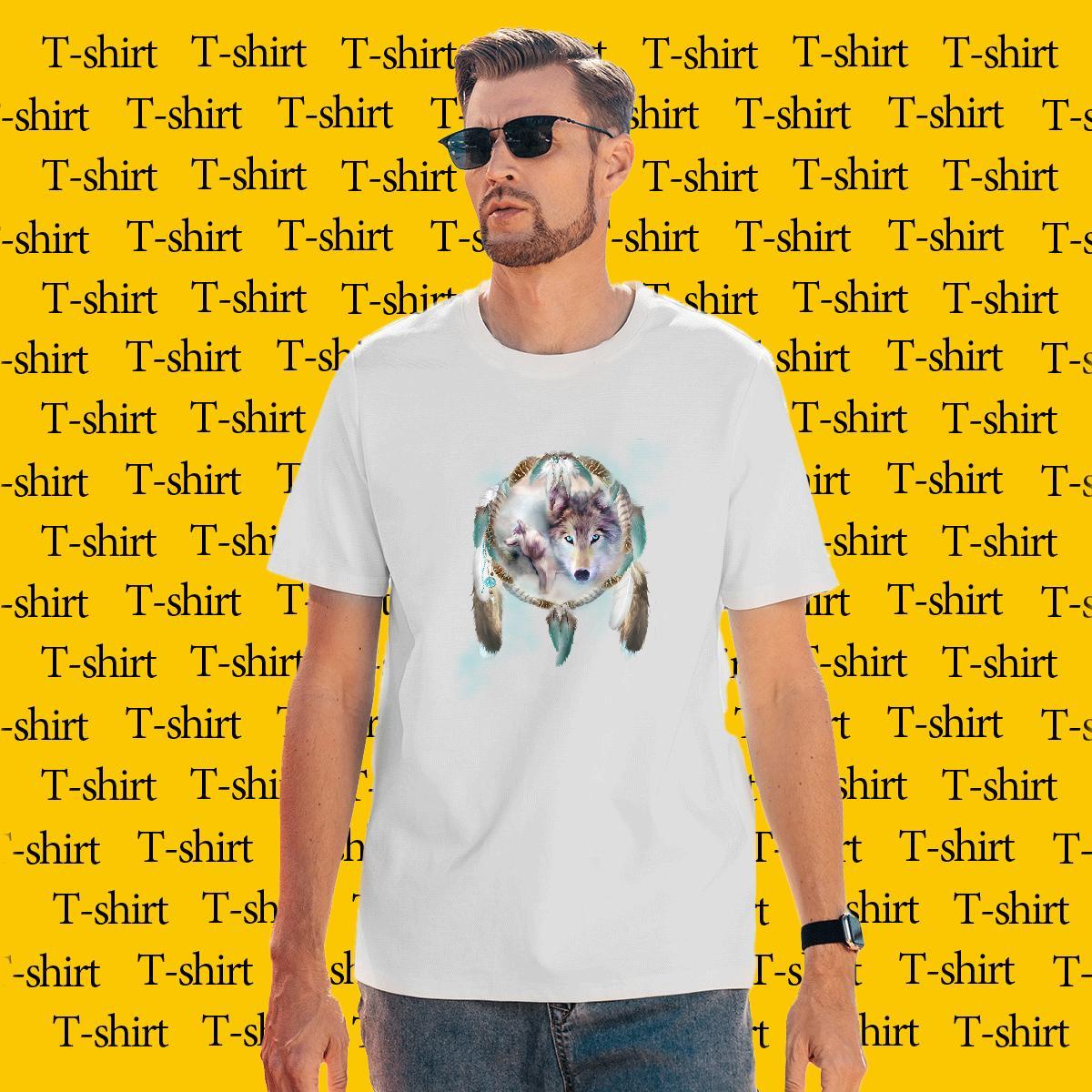 Unisex Men Tshirts 230g Pure Cotton wolf T shirt Street Breathable Short Sleeve DIY Factory Direct Wear