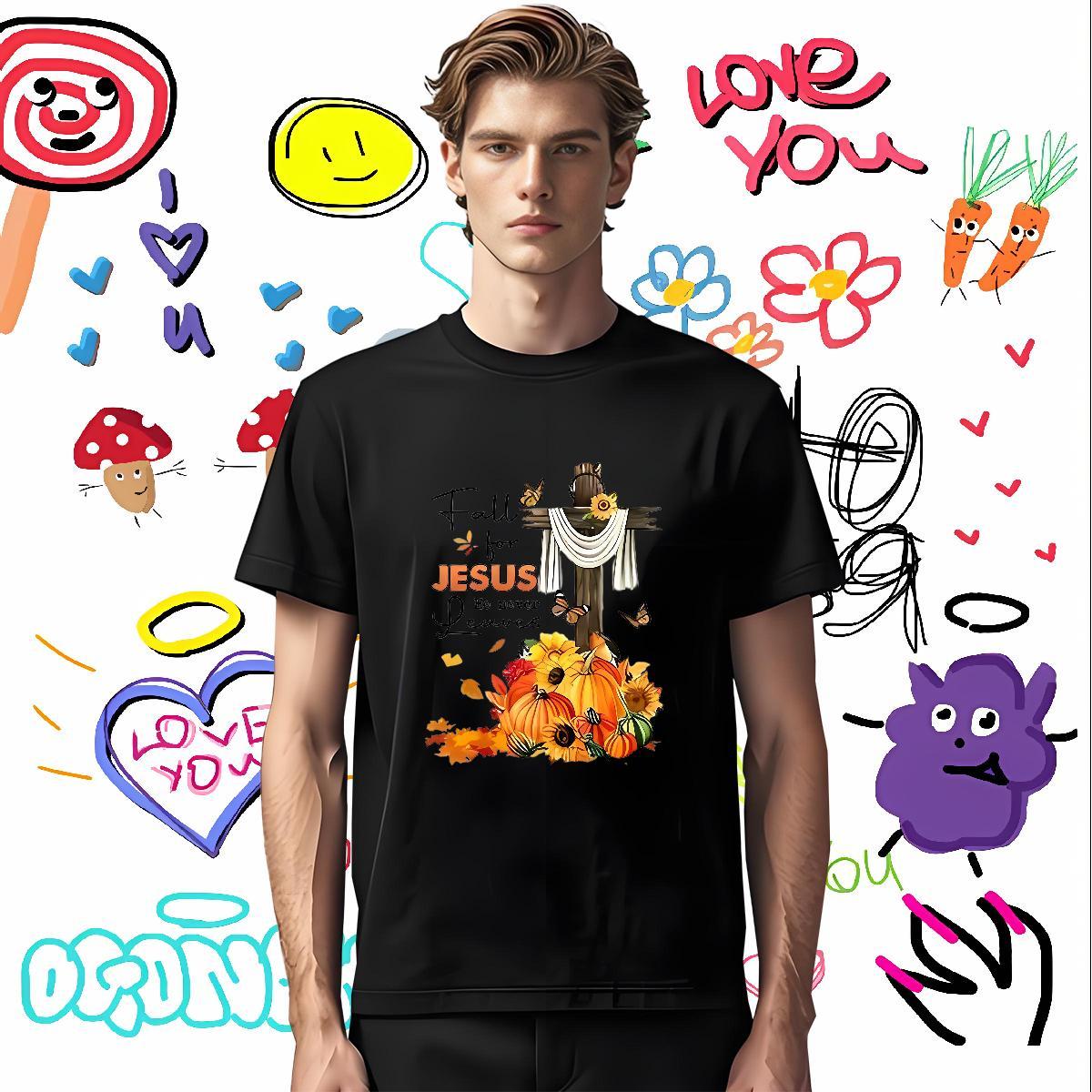 Fashion Design T-Shirts for Men 230g 100% Cotton pumpkin Beach Tops Shirt Breathable Short Sleeve Unisex Men Tshirts Anime