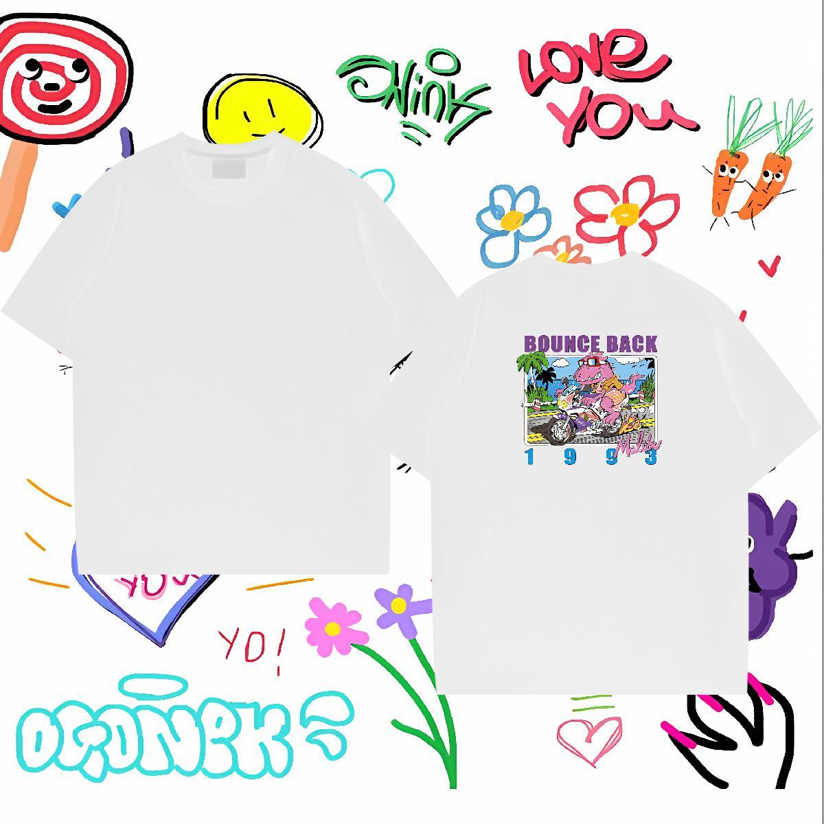 Fashion Casual T shirt 230g Cotton dinosaur Beach Tops Shirt Breathable Short Sleeve Unisex Mens Tshirts DIY Logo Oversized