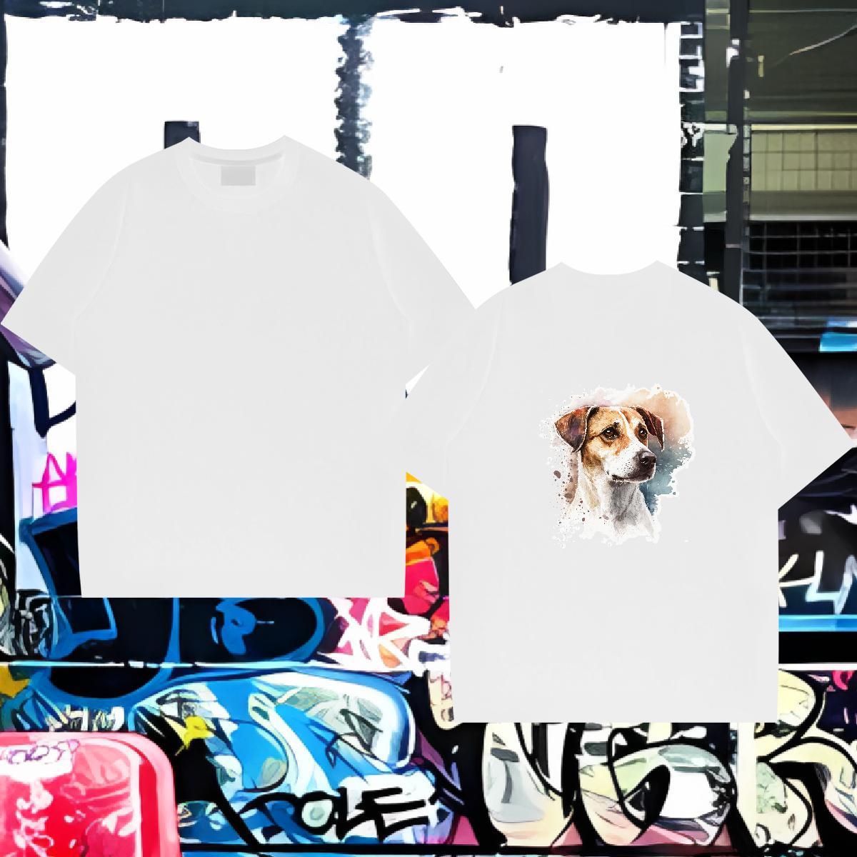 2024 Summer T-Shirts 100% Cotton 230g dog Hip Hop Polos Breathable Short Sleeve Brand Men Tshirts Custom Anime