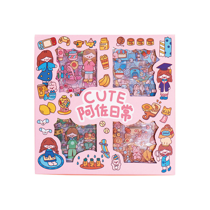 Cartoon tent sticker set with strong creativity PET waterproof stickers cute water cup Guka stickers wholesale