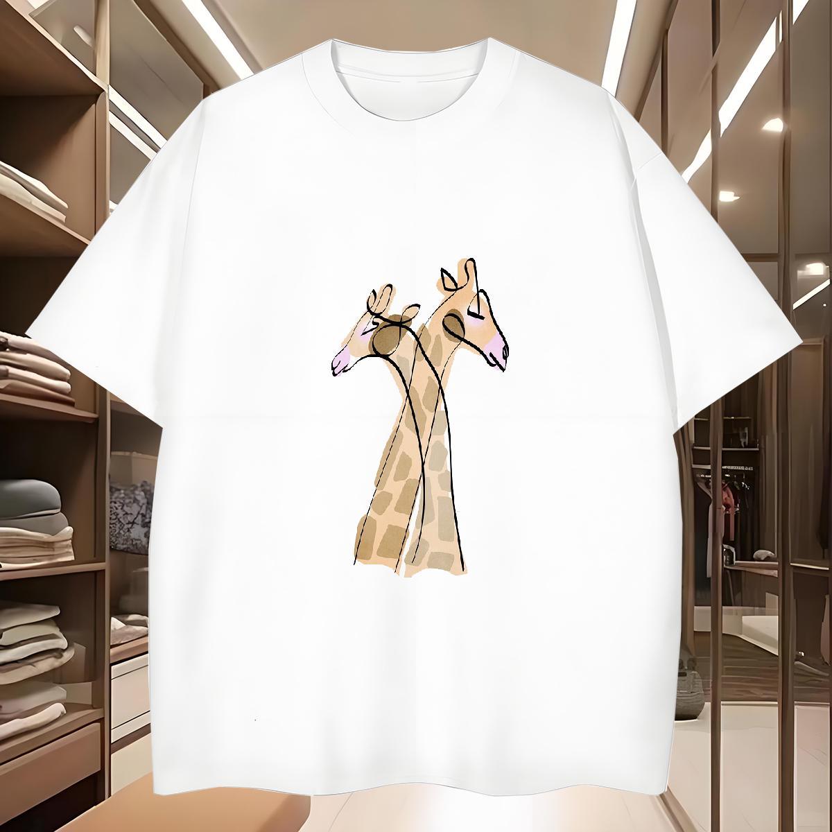 Men T Shirts 230g Cotton Deer Home Outdoor O-Neck Short Sleeve Oversized 4XL Couples T Shirts Classic Cool Tees