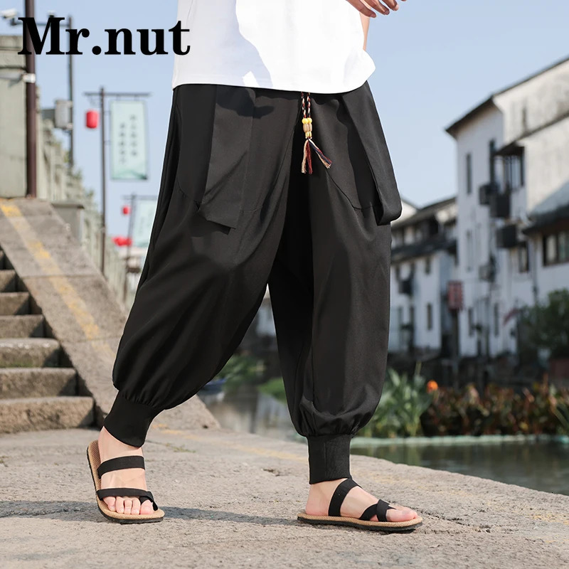 Mrnut Hip Hop Ice Silk Loose Harem Pants Mens Stylish Clothing Oversize Wide Leg Lantern Unisex Baggy Trousers Joggers 240806