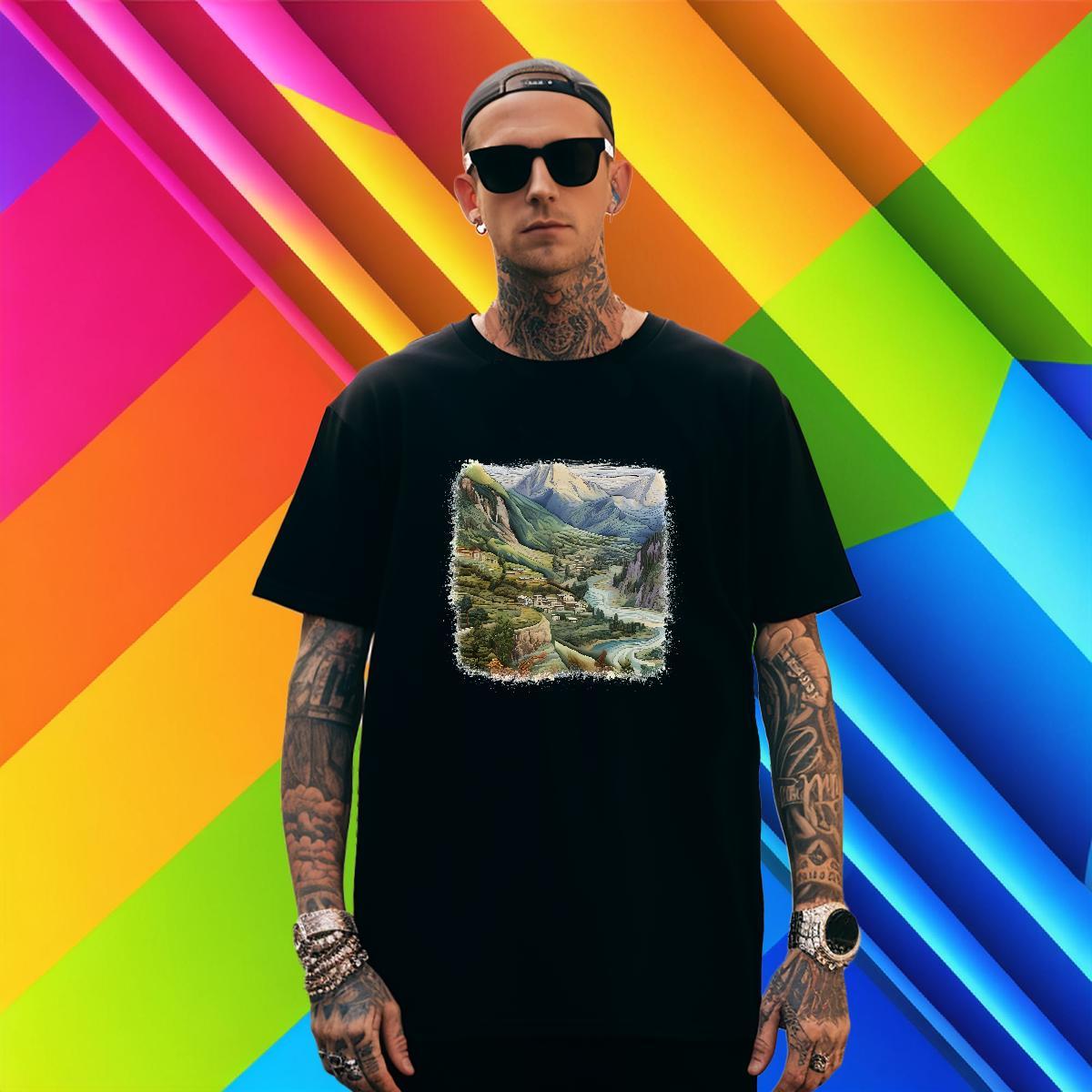 Loose Fit Men Tshirts 230g Pure Cotton Spring Summer mountains Anime Short Sleeve Soft Customized Men T Shirts Tees