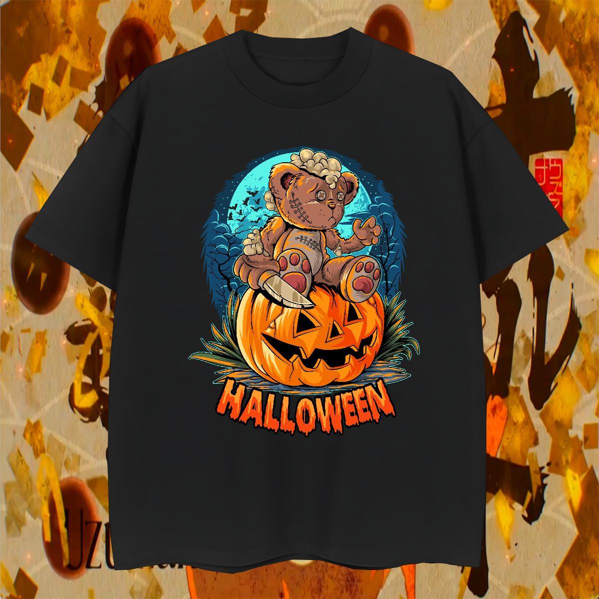 T-Shirts for Men 230g 100% Cotton pumpkin Sports Casual Breathable Crew Neck Anime Men Tshirts New Loose Fit Tee Shirt