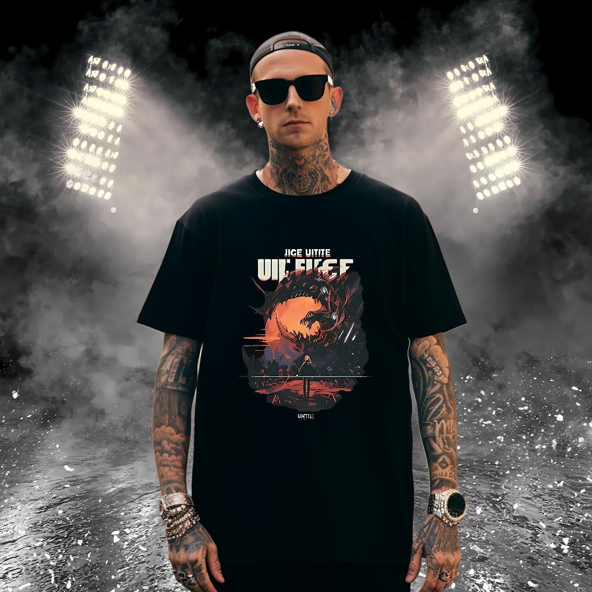 Mens T Shirts 100% Cotton 230g comic Hip Hop Street Breathable Crew Neck Plus Size Cartoon Men Tops Tees Classic Popular Top Tees