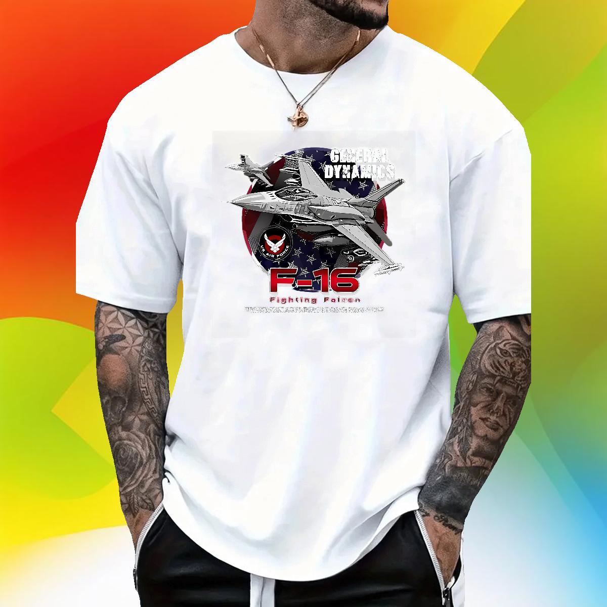 2024 Summer T Shirts Men plane Clothes 230g 100% Cotton Sport Brand Cartoon Print Breathable Short Sleeve Men Tops Tees