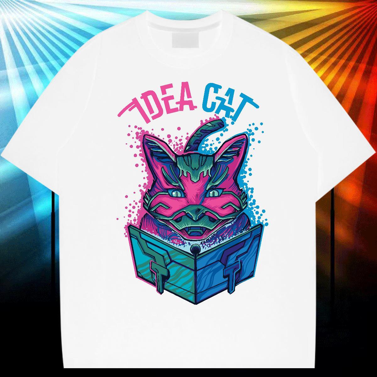 Designer Fashion T-Shirts 230g 100% Cotton cat Casual Daily Wear Tees Breathable Short Sleeve Comfortable Men Tops Tees Graphic