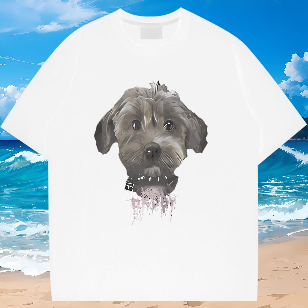 Custom T Shirt For Man 230g Pure Cotton dog Sports Casual Tee Shirt Crew Neck Popular Mens Tshirts Custom Print Oversized