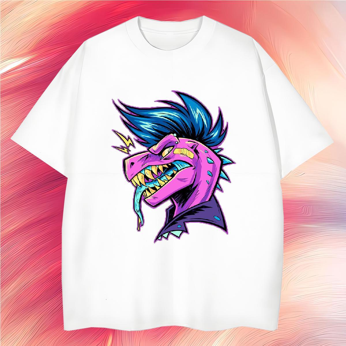 T-Shirts for Men 230g 100% Cotton dinosaur Sport O-Neck Short Sleeve Customized Couples T Shirts DIY Customized Wholesale Clothings