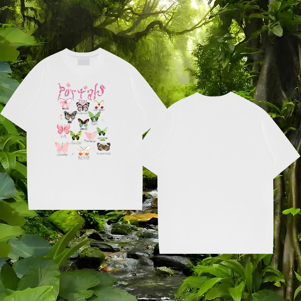 Fashion Designer T Shirt For Man 230g 100% Cotton Butterfly Sports Casual Tee Shirt Breathable Soft Popular Tshirts DIY Anime