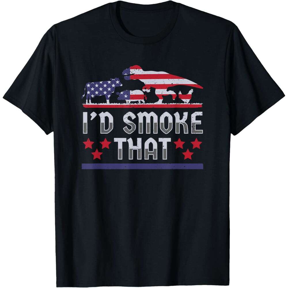 T shirt Mens I'd That BBQ Barbeque Patriot Dinosaur T-Rex Mens T-Shirt shirts tshirt graphic tee Casual tops summer clothes Short sleeve Free shi