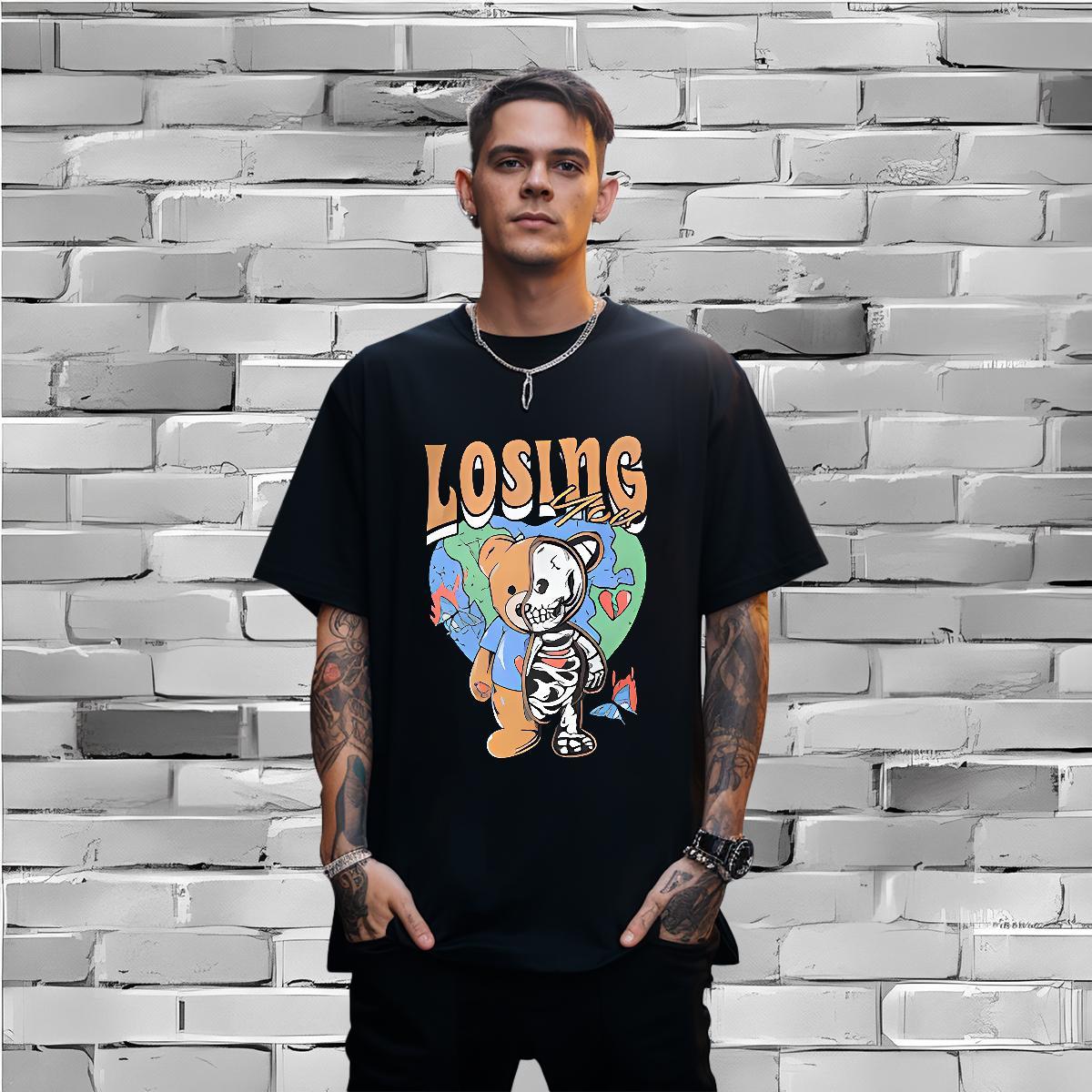 Designer Men Tshirts 230g Cotton bear T Shirts Men Spring Summer Breathable Short Sleeve Oversized 4XL 2024 Tee Shirt