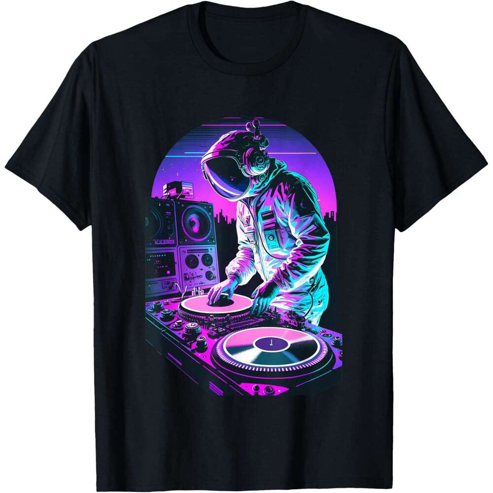T shirt Mens Astronaut DJ, DJing in Space, EDM cool Graphic Vaporwave T-Shirt shirts tshirt graphic tee Casual tops summer clothes Short sleeve Free s