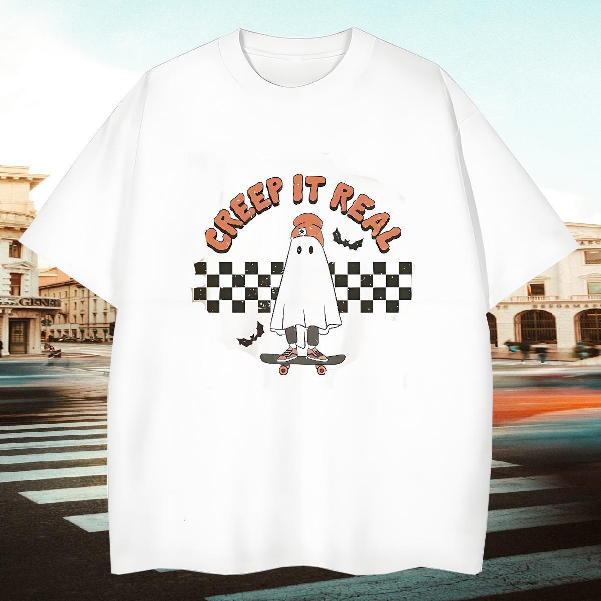 Designer Men Tees 230g Pure Cotton halloween Men T Shirts Beach Breathable Short Sleeve Cartoon Printing L-4XL Custom Wear