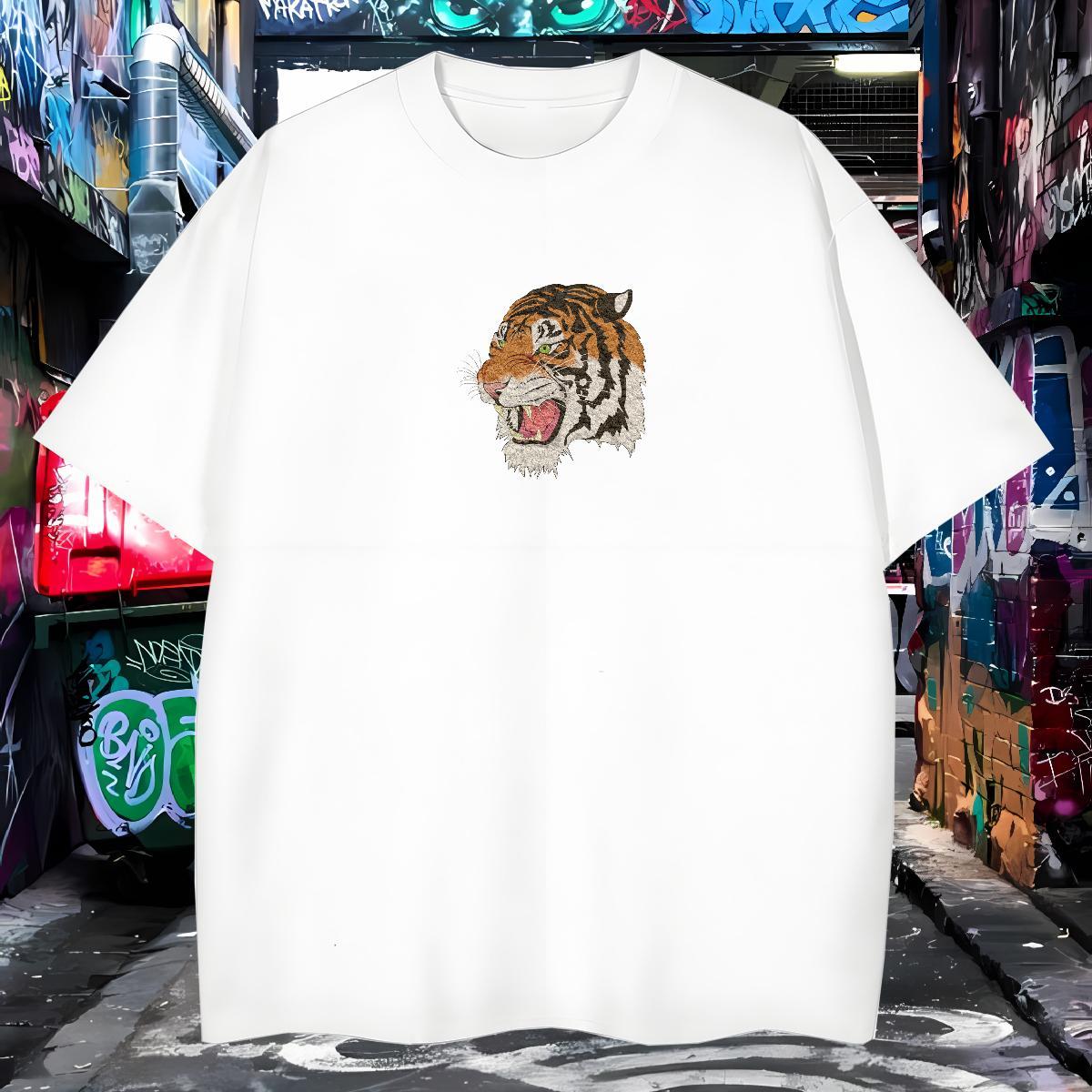 Classic Men Tshirts 230g Pure Cotton tiger T Shirts Men Anime Printing Street Crew Neck Breathable Custom Printed Fashion Designer Tees