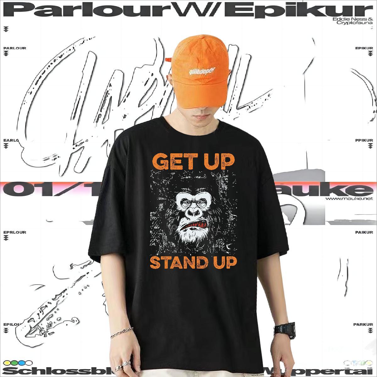 New Men T Shirts 230g Pure Cotton chimpanzee Beach Clothes Breathable Free Shipping Mens Tshirts Asian Size