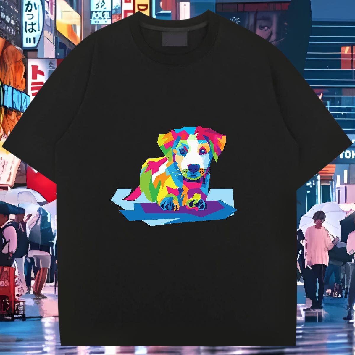 Wholesale Mens T Shirts 100% Cotton 230g dog Casual Beach Top Tees Breathable Short Sleeve High Quality Couples T Shirts Custom Cartoon