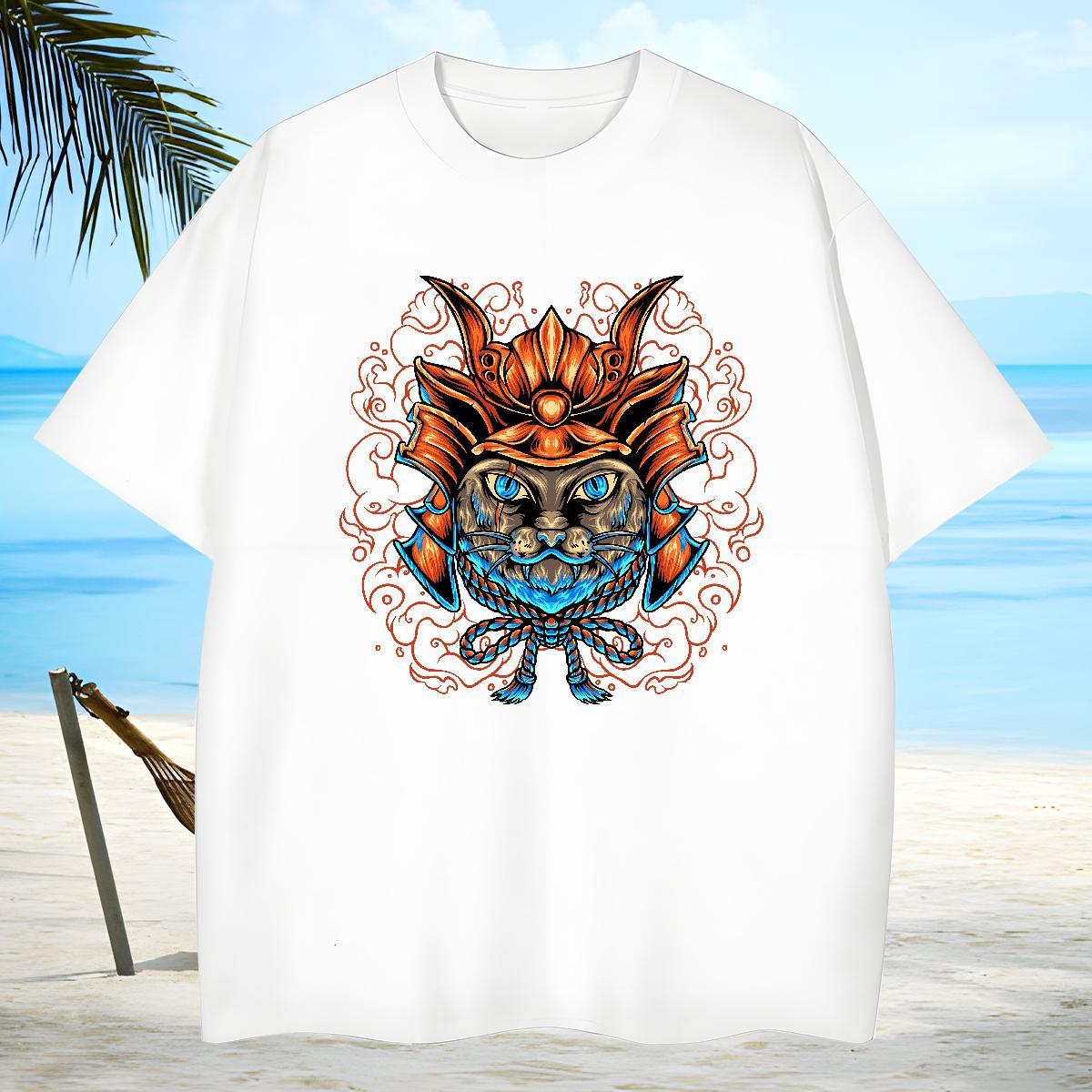 Popular Men Tees 230g Cotton cute T shirt Beach Breathable Anime Print 2024 Designer Polos