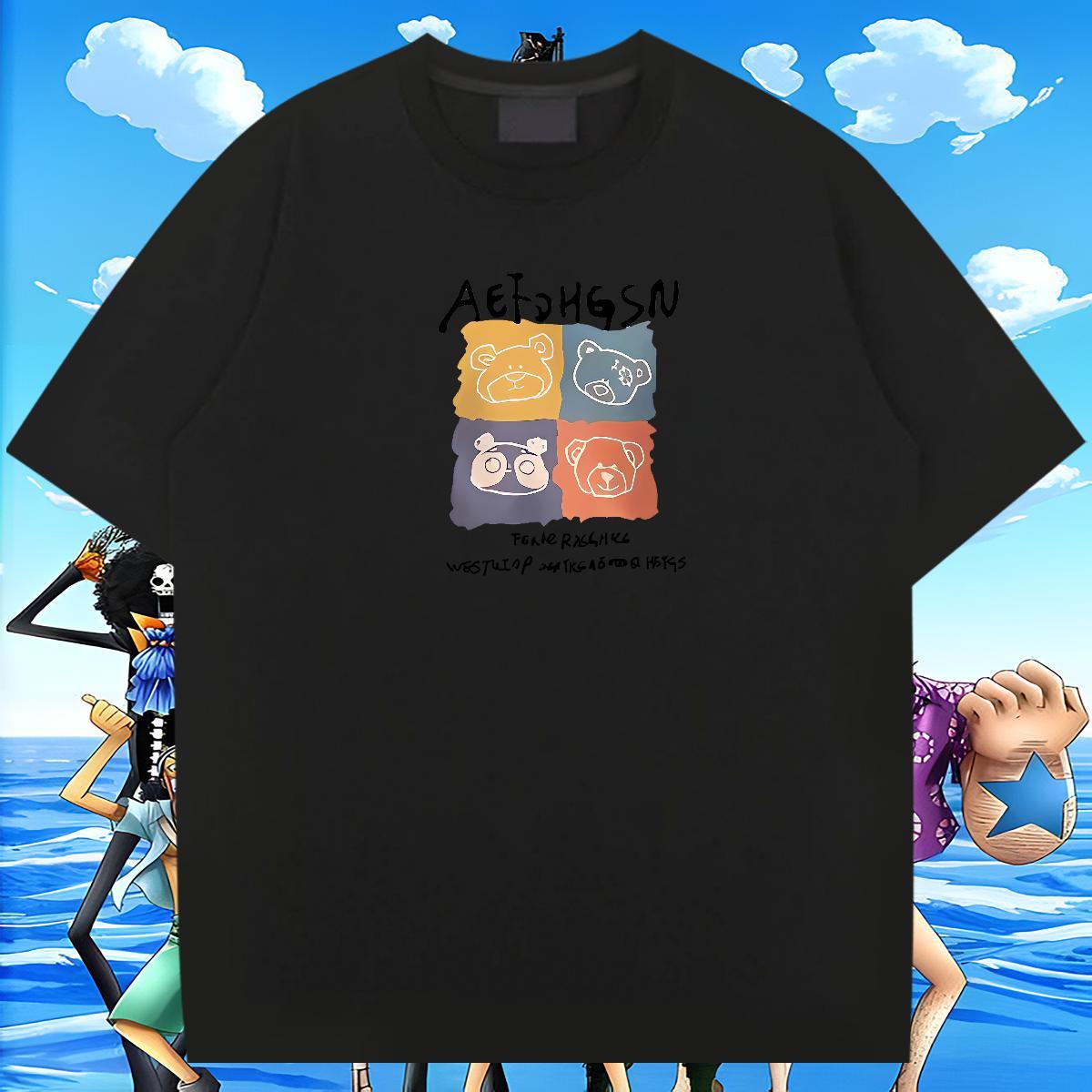 High Quality Couples T Shirts 230g Cotton Street wear Hip Hop bear DIY Printed O-Neck Short Sleeve Stylist T-Shirts Tee Shirt