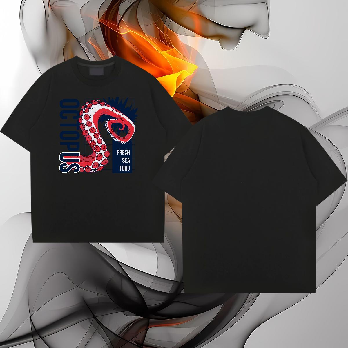 Fashion Designer T Shirt For Man 100% Cotton 230g octopus tentacle Daily Outfit Polos Breathable Unisex Men Tshirts Oversized