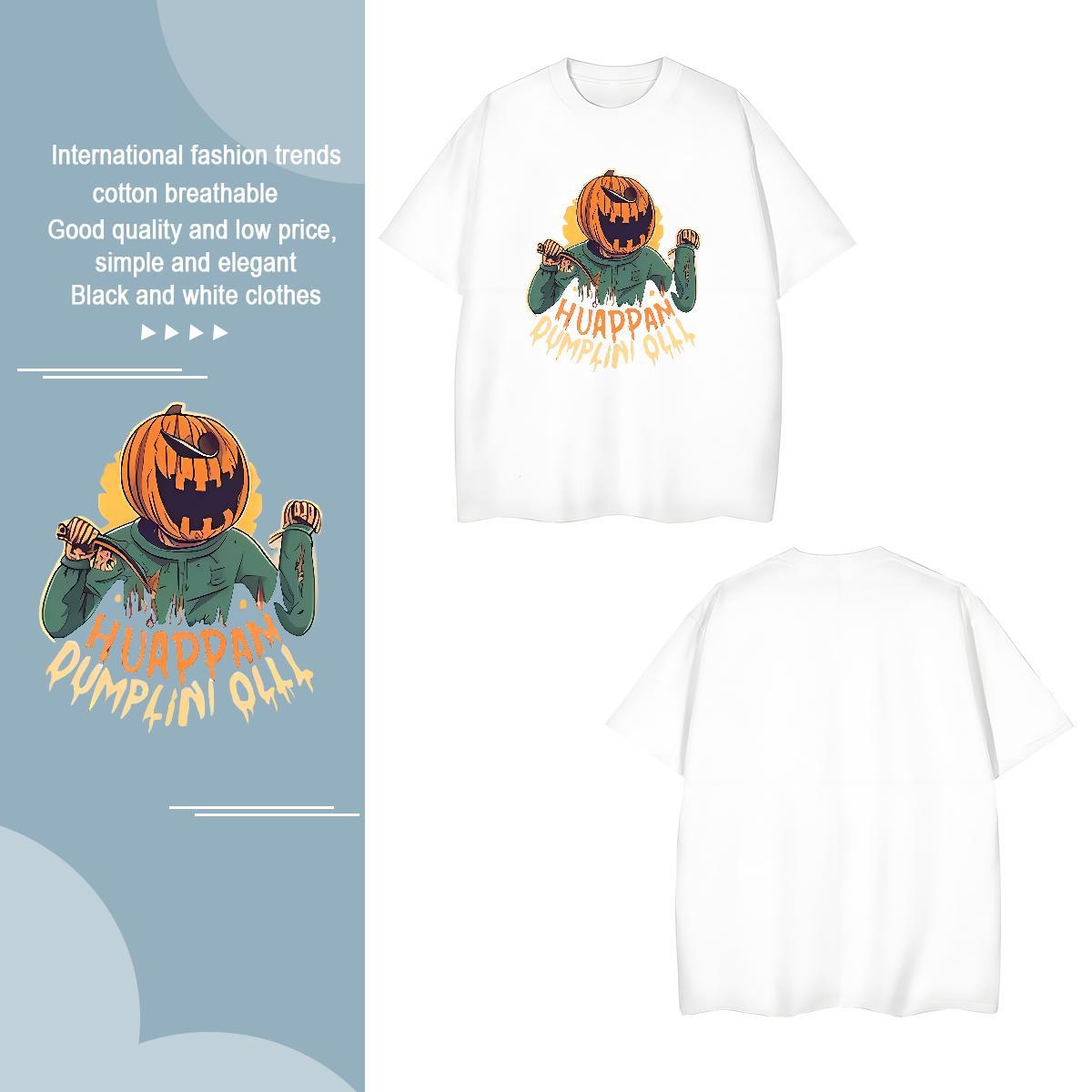 Men T Shirts 230g Pure Cotton pumpkin Hip Hop Breathable Short Sleeve Cartoon Printing L-4XL Men Tshirts Designer Fashion Free Shipping Tops