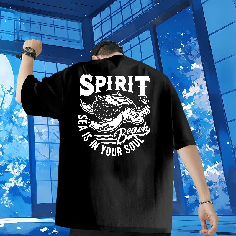 Casual New T Shirt For Man 230g Cotton tortoise Casual Daily Wear Polos Breathable Soft Classic Men Tops Tees Cartoon Printing L-4XL