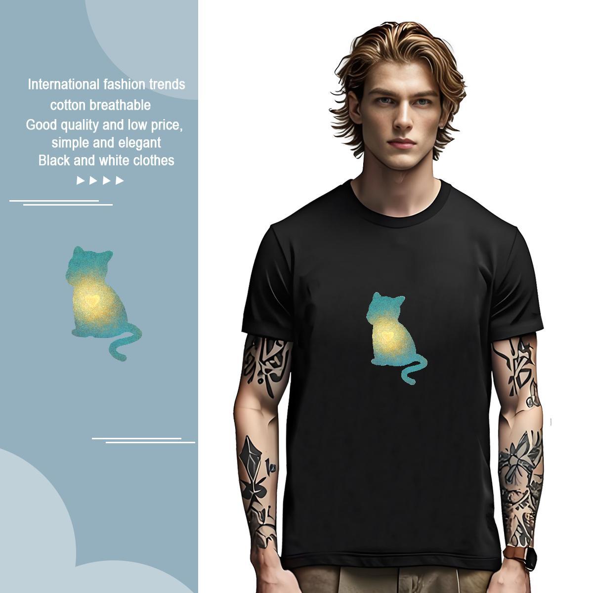 T shirt 100% Cotton 230g cat Street Wear Crew Neck Breathable DIY Anime Men Tops Tees Fashion Designer TOP Quality Tee Shirt
