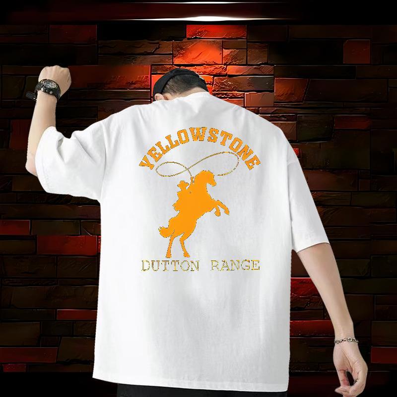 2024 Summer Mens T Shirts 100% Cotton 230g horse Hip Hop Street Clothes Short Sleeve Soft Wholesale Tshirt for Man Woman Oversized