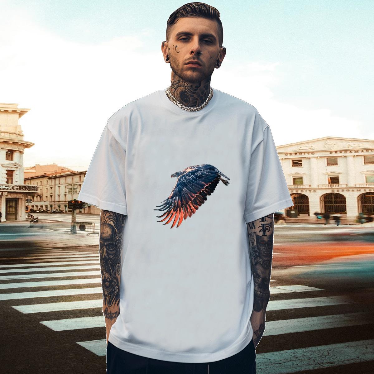 Designer Tshirt for Man Woman 230g Cotton eagle T Shirt For Man Anime Printing Street Breathable Short Sleeve DIY Logo Oversized Fashion Designer Tops