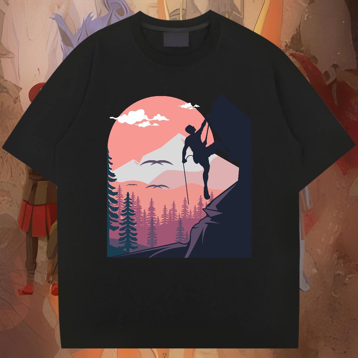 Classic Tshirts 100% Cotton 230g Summer Casual mountains DIY Printed O Neck Short Sleeves Designer Fashion T Shirt For Man Tops Tees