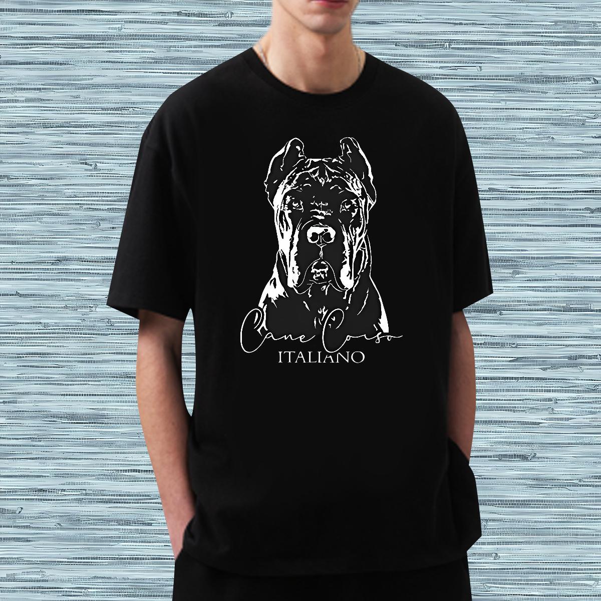 New Designer T-Shirts for Men 230g 100% Cotton dog High Street Hip Hop Tshirts Crew Neck Breathable Loose Fit Tshirt for Man Woman DIY Printed