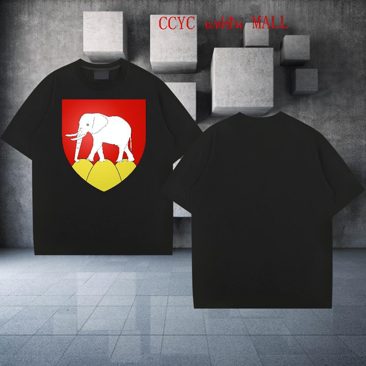 2024 Summer T-Shirts for Men 230g Cotton elephant Street Casual Tops Tees Breathable Crew Neck Brand Tshirts White Plus Size