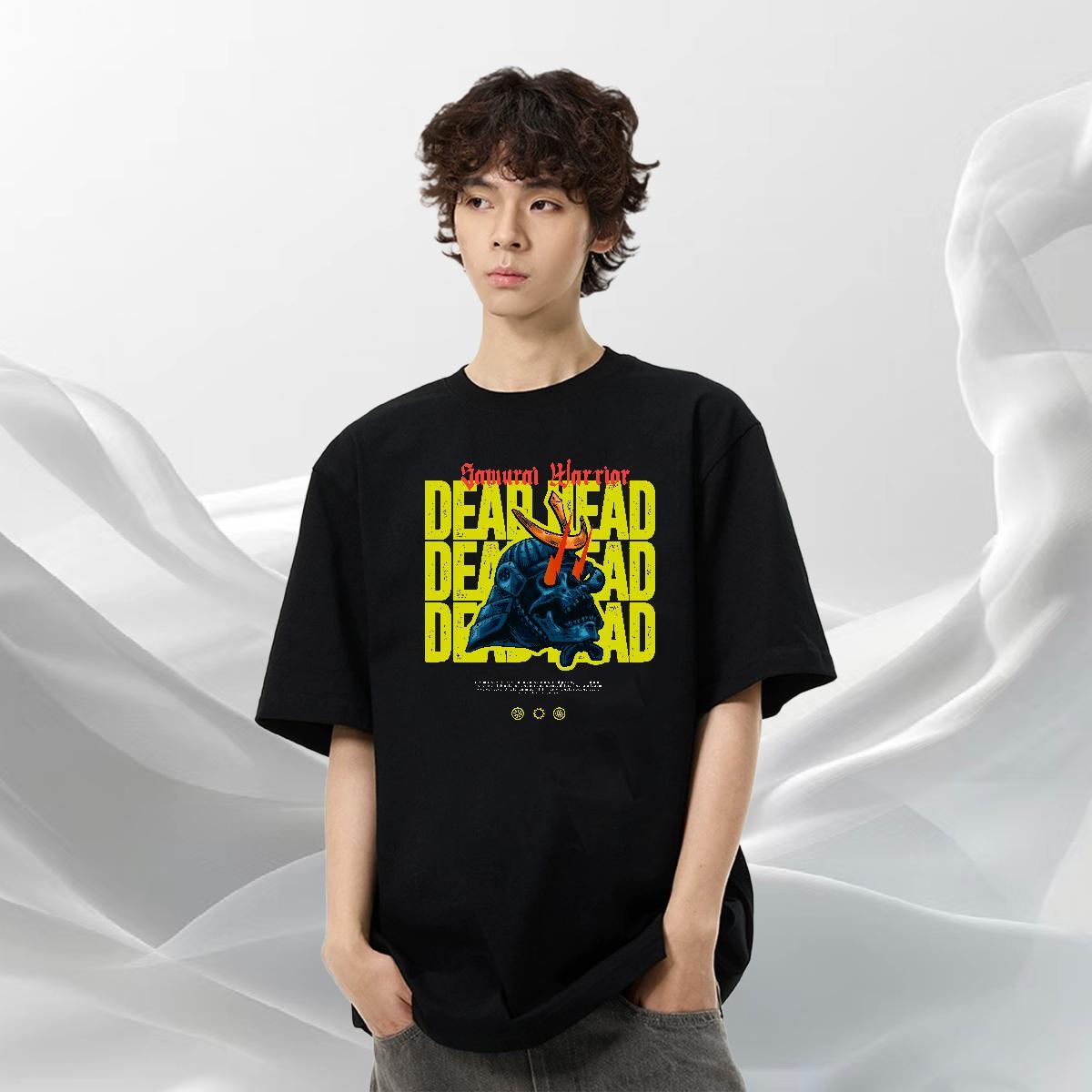 Stylist T Shirts Men skull Tees Shirts 230g Pure Cotton Sports Casual Loose Fit Cartoon Printing L-4XL Breathable Men Tops Tees