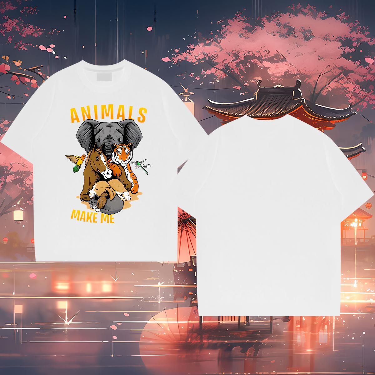 2024 Man T Shirts 230g 100% Cotton Anime Printing Street Tees Shirts Short Sleeve Soft Unisex Men Tops Tees Asian Size