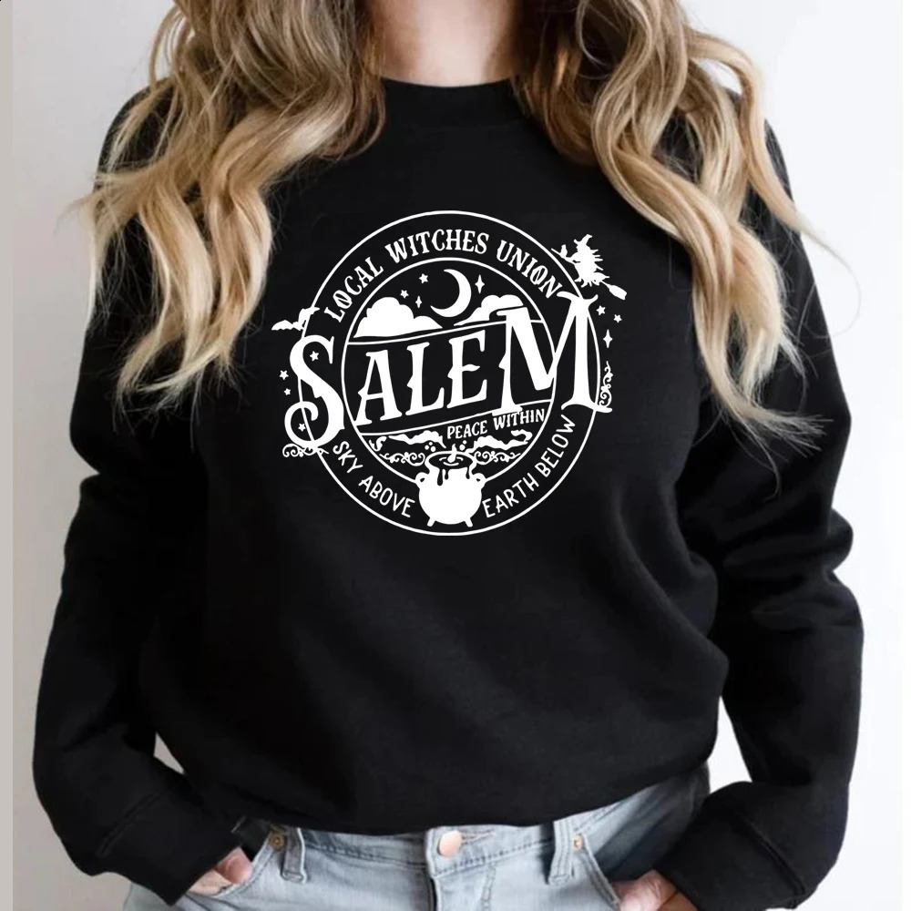 Local Witches Union Sweatshirt Halloween Sweatshirt Women Hoodies Witches Clothes Long Sleeve Pullovers Fall Tops Hoodie 240806