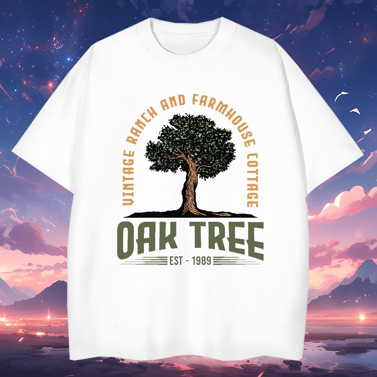 T-Shirts 230g 100% Cotton tree Spring Summer Pure Cotton Plus Size Cartoon Mens Tshirts 2024 DIY Soft Tee Shirt